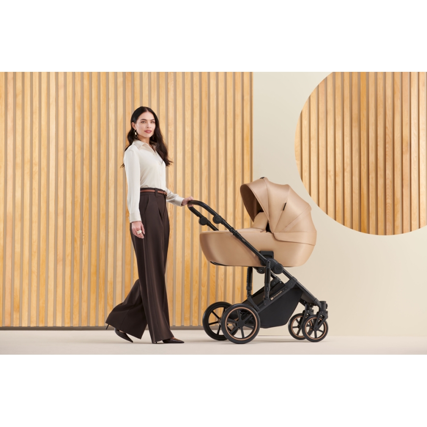 KINDERKRAFT SELECT - Wózek wielofunkcyjny 3w1 PRIME 2 Premium Sandrose beige + fotelik samochodowy