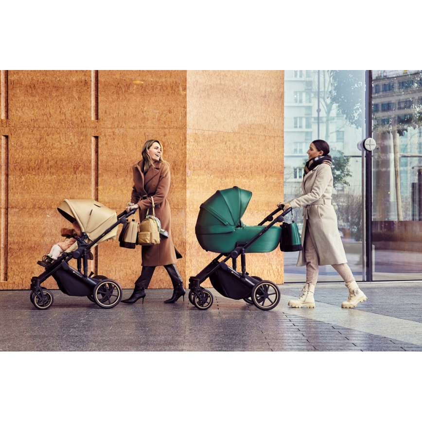 KINDERKRAFT SELECT - Wózek wielofunkcyjny 3w1 PRIME 2 Premium Sandrose beige + fotelik samochodowy