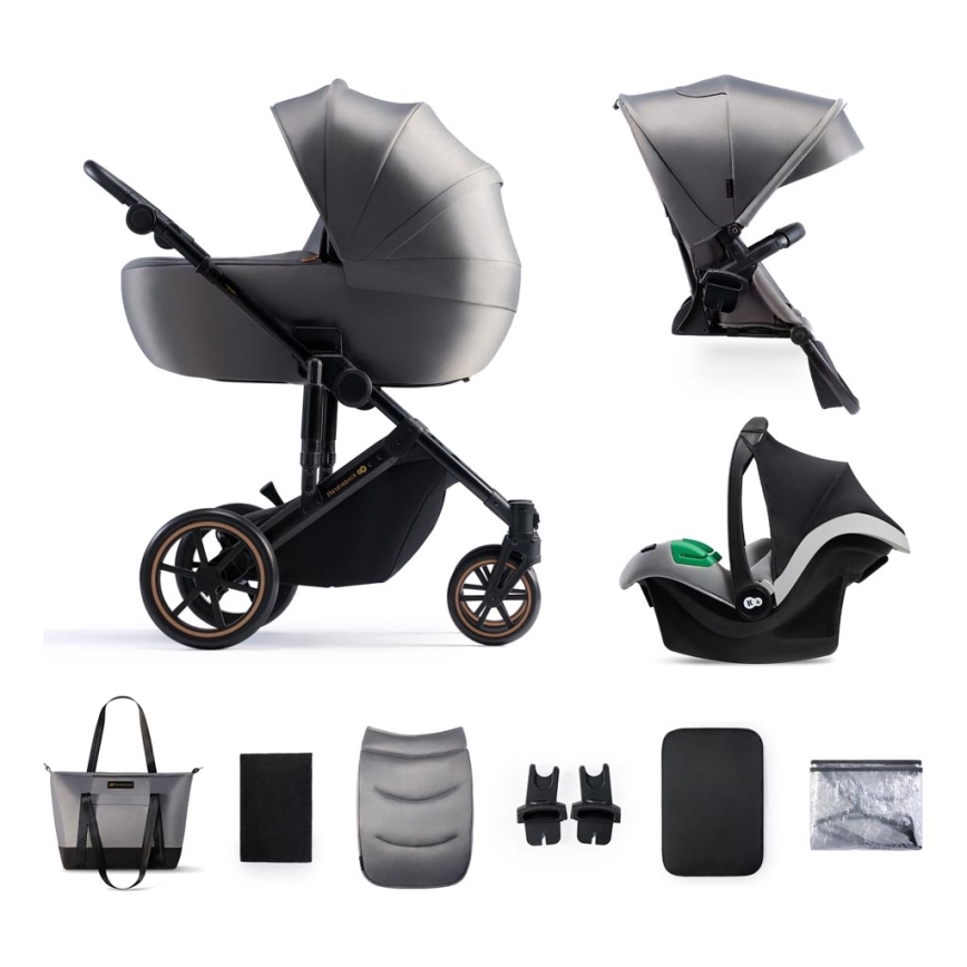KINDERKRAFT SELECT - Wózek wielofunkcyjny 3w1 PRIME 2 Premium Shadow grey + fotelik samochodowy