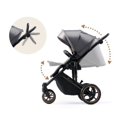 KINDERKRAFT SELECT - Wózek wielofunkcyjny 3w1 PRIME 2 Premium Shadow grey + fotelik samochodowy