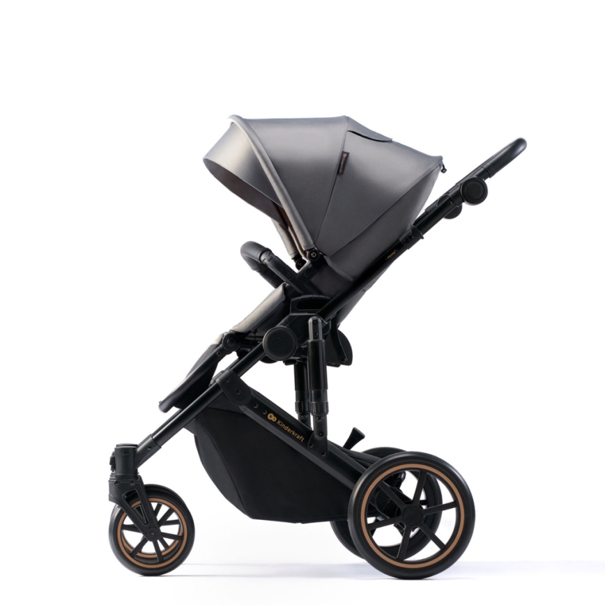 KINDERKRAFT SELECT - Wózek wielofunkcyjny 3w1 PRIME 2 Premium Shadow grey + fotelik samochodowy