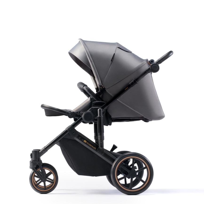 KINDERKRAFT SELECT - Wózek wielofunkcyjny 3w1 PRIME 2 Premium Shadow grey + fotelik samochodowy