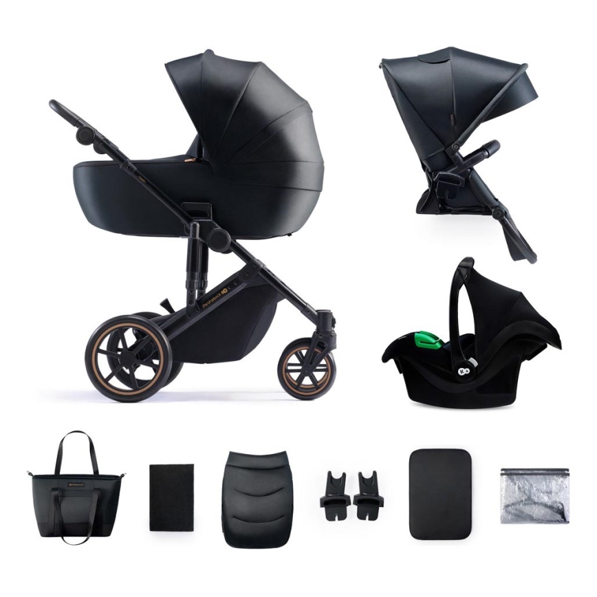 KINDERKRAFT SELECT - Wózek wielofunkcyjny 3w1 PRIME 2 Premium Wenecka czerń + fotelik samochodowy