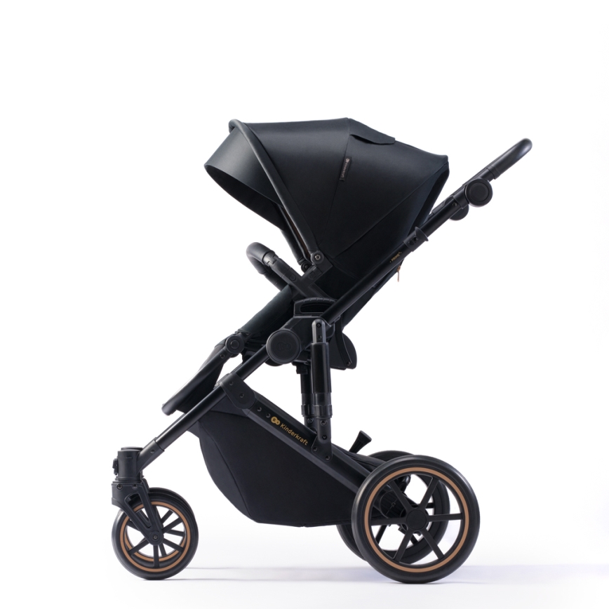 KINDERKRAFT SELECT - Wózek wielofunkcyjny 3w1 PRIME 2 Premium Wenecka czerń + fotelik samochodowy