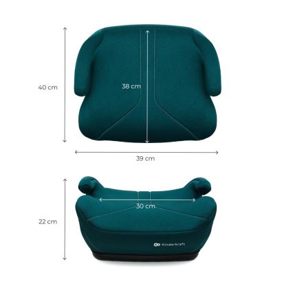 KINDERKRAFT - Siedzisko podwyższające do samochodu I-BOOST 2 125–150 cm turkusowe