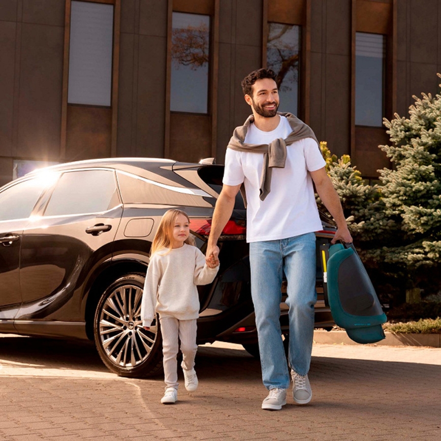 KINDERKRAFT - Składany fotelik samochodowy UNITY 2 i-Size 100-150 cm turkusowy