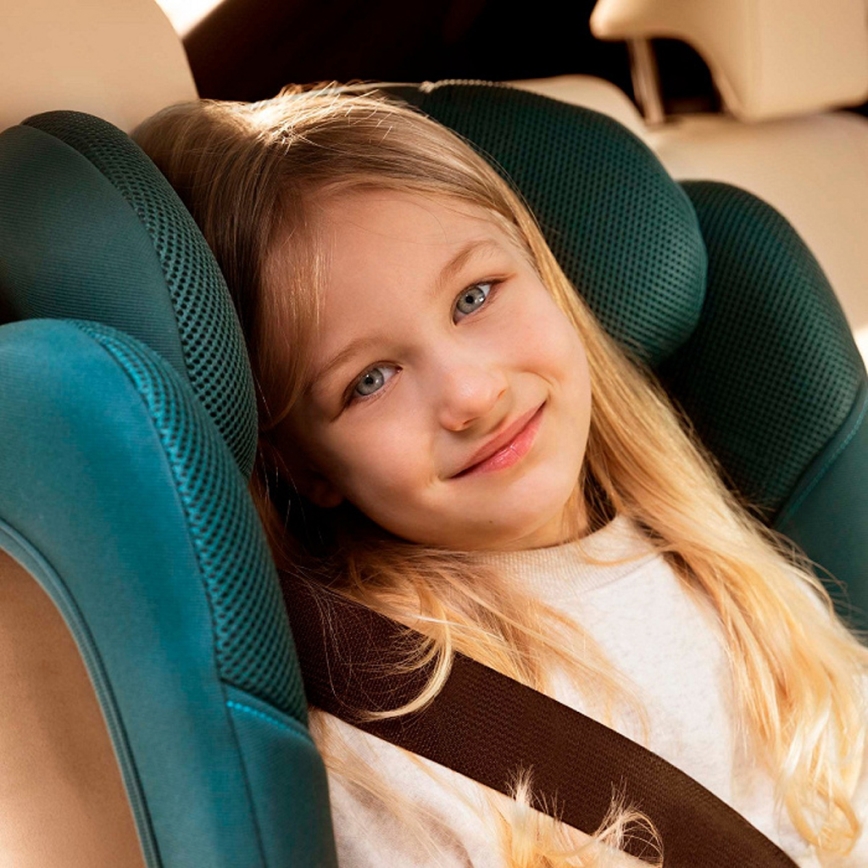 KINDERKRAFT - Składany fotelik samochodowy UNITY 2 i-Size 100-150 cm turkusowy