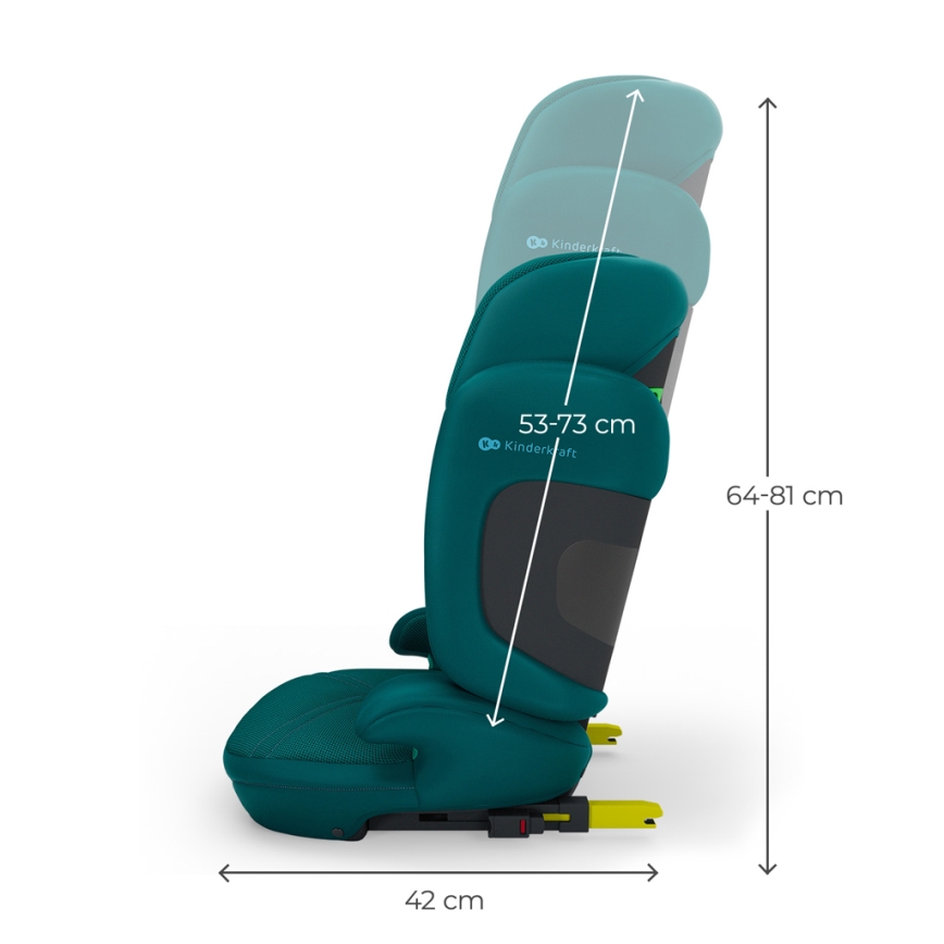 KINDERKRAFT - Składany fotelik samochodowy XPAND 2 PRO 100-150 cm turkusowy