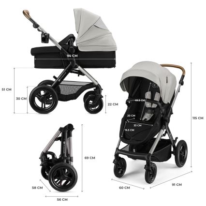 KINDERKRAFT - Wielofunkcyjny wózek 3w1 MOOV 2 XL Air Grey