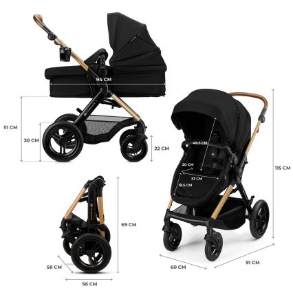 KINDERKRAFT - Wózek 3w1 MOOV 2 XL Air Black