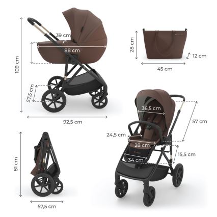 KINDERKRAFT - Wózek kombinowany 3w1 PRIME 3 Velvet Mocca