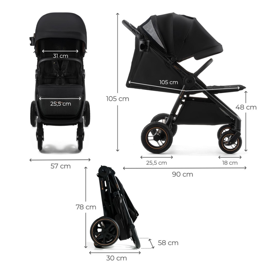 KINDERKRAFT - Wózek spacerowy MITZY Air czarny