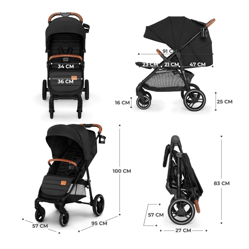 KINDERKRAFT - Wózek sportowy GRANDE PLUS czarny