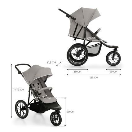 KINDERKRAFT - Wózek sportowy HELSI2 szary