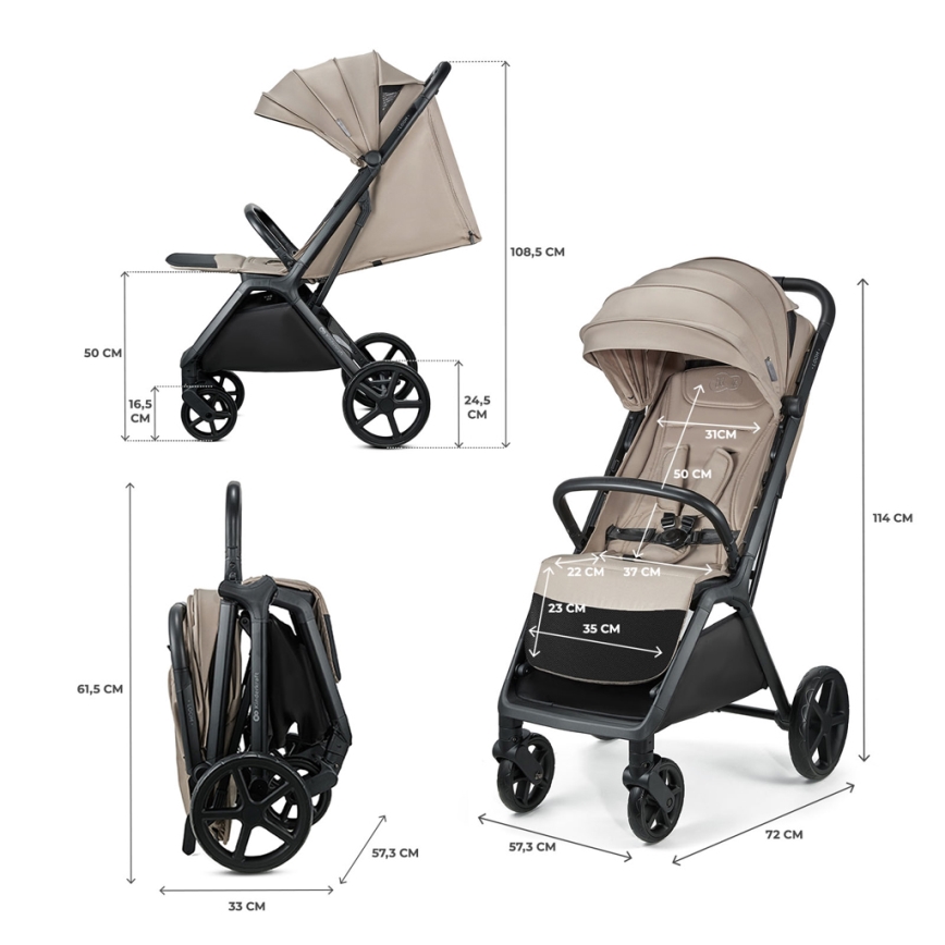 KINDERKRAFT - Wózek sportowy LOOM beżowy