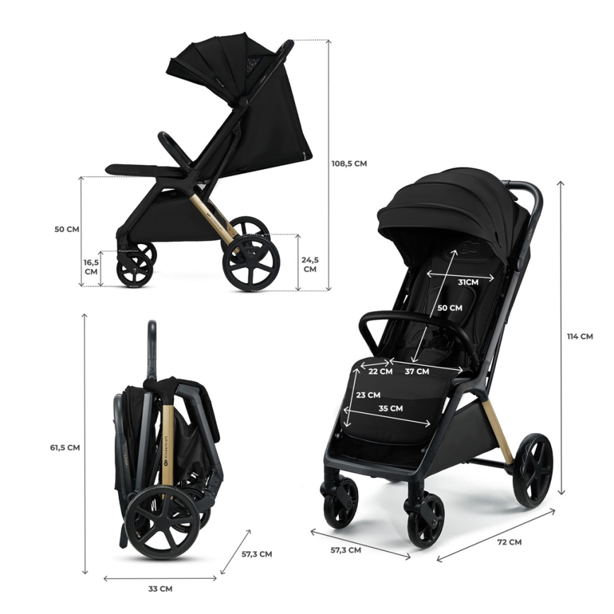 KINDERKRAFT - Wózek sportowy LOOM czarny