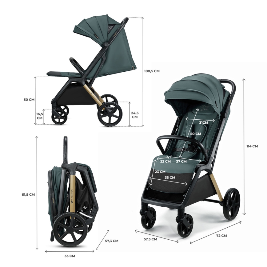 KINDERKRAFT - Wózek sportowy LOOM zielony