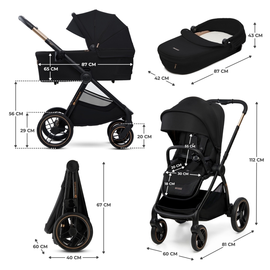 KINDERKRAFT - Wózek wielofunkcyjny 2w1 NEA 2 Midnight black