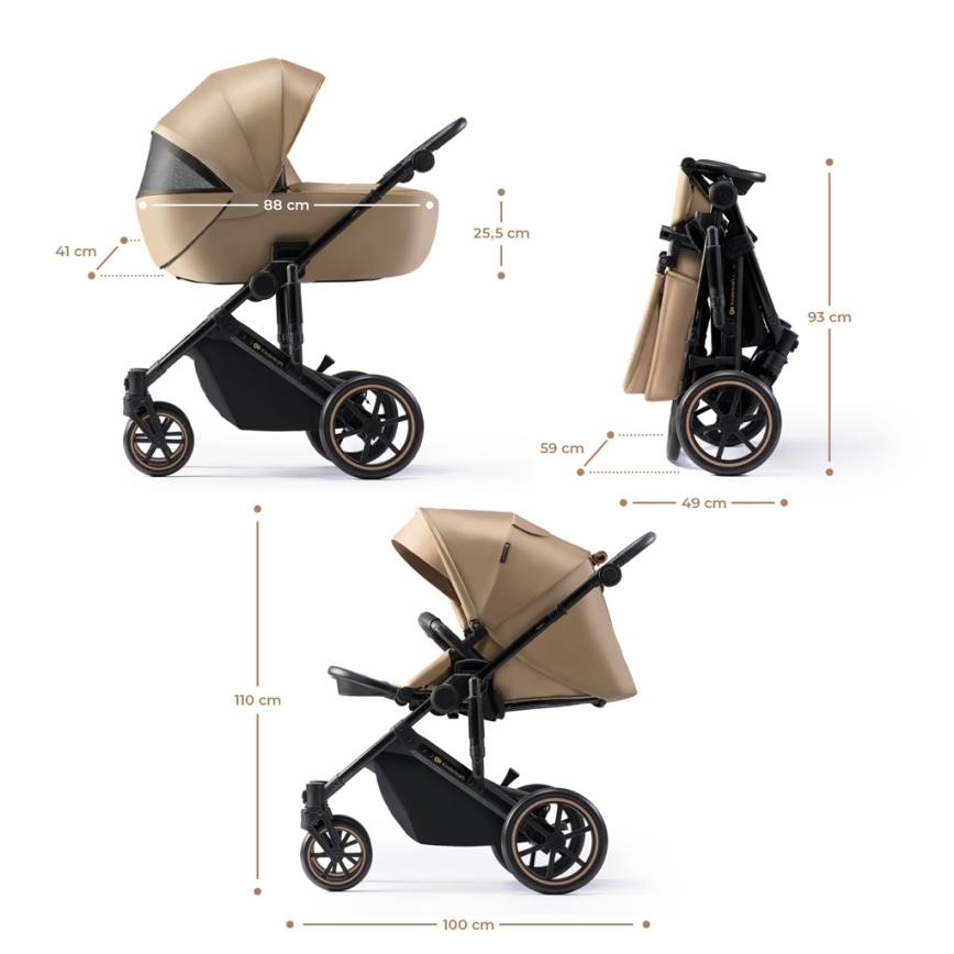KINDERKRAFT - Wózek wielofunkcyjny 2w1 PRIME 2 beżowy