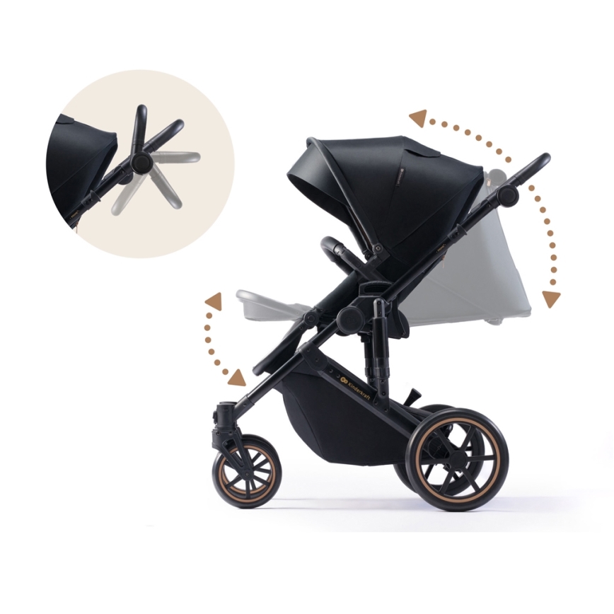 KINDERKRAFT - Wózek wielofunkcyjny 2w1 PRIME 2 czarny