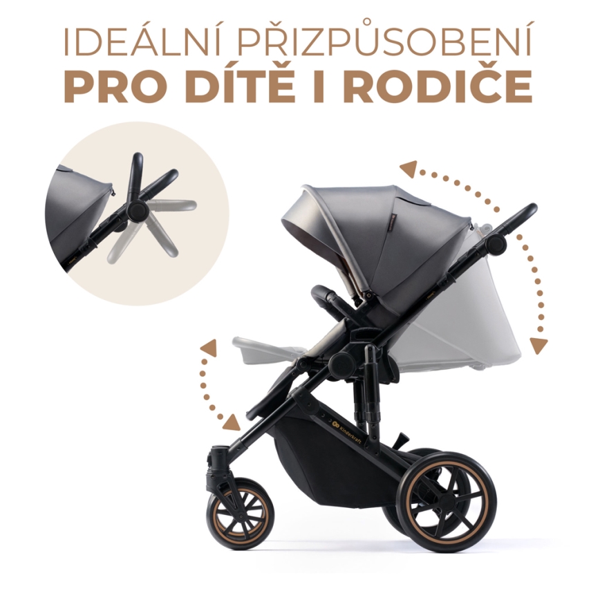 KINDERKRAFT - Wózek wielofunkcyjny 2w1 PRIME 2 szary