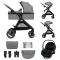 KINDERKRAFT - Wózek wielofunkcyjny 3w1 ESME Moonlight grey + fotelik samochodowy MINK PRO