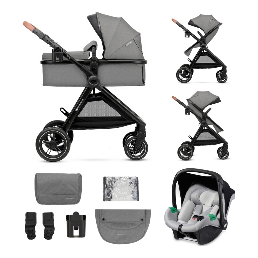 KINDERKRAFT - Wózek wielofunkcyjny 3w1 ESME Moonlight grey + fotelik samochodowy MINK PRO