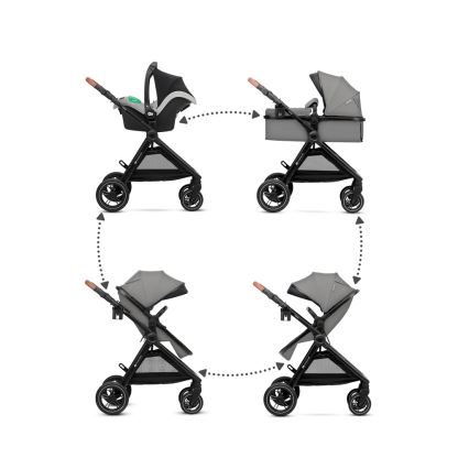 KINDERKRAFT - Wózek wielofunkcyjny 3w1 ESME Moonlight grey + fotelik samochodowy MINK PRO