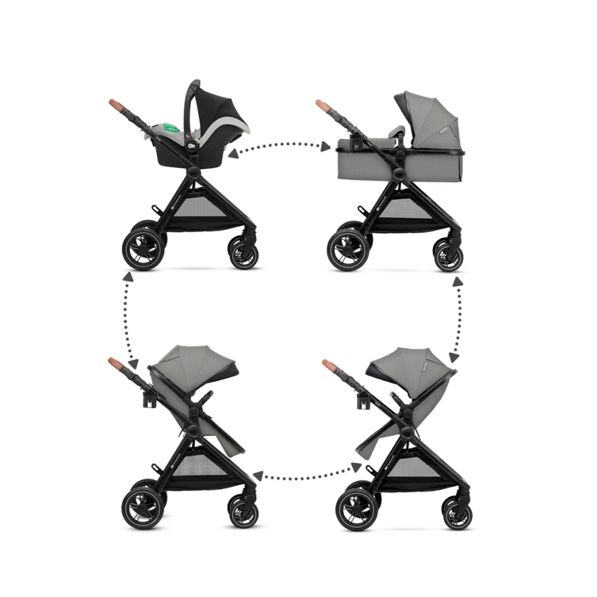 KINDERKRAFT - Wózek wielofunkcyjny 3w1 ESME Moonlight grey + fotelik samochodowy MINK PRO