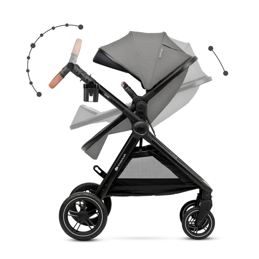 KINDERKRAFT - Wózek wielofunkcyjny 3w1 ESME Moonlight grey + fotelik samochodowy MINK PRO