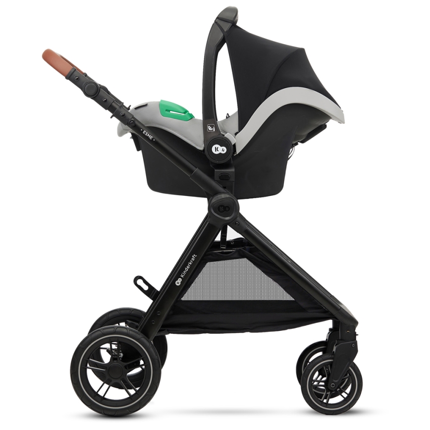 KINDERKRAFT - Wózek wielofunkcyjny 3w1 ESME Moonlight grey + fotelik samochodowy MINK PRO