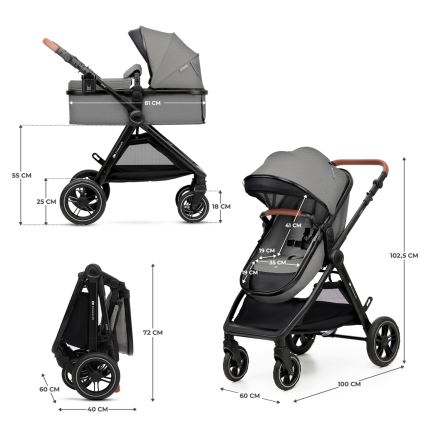 KINDERKRAFT - Wózek wielofunkcyjny 3w1 ESME Moonlight grey + fotelik samochodowy MINK PRO