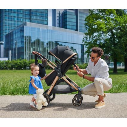 KINDERKRAFT - Wózek wielofunkcyjny 3w1 ESME Pure black + fotelik samochodowy MINK PRO