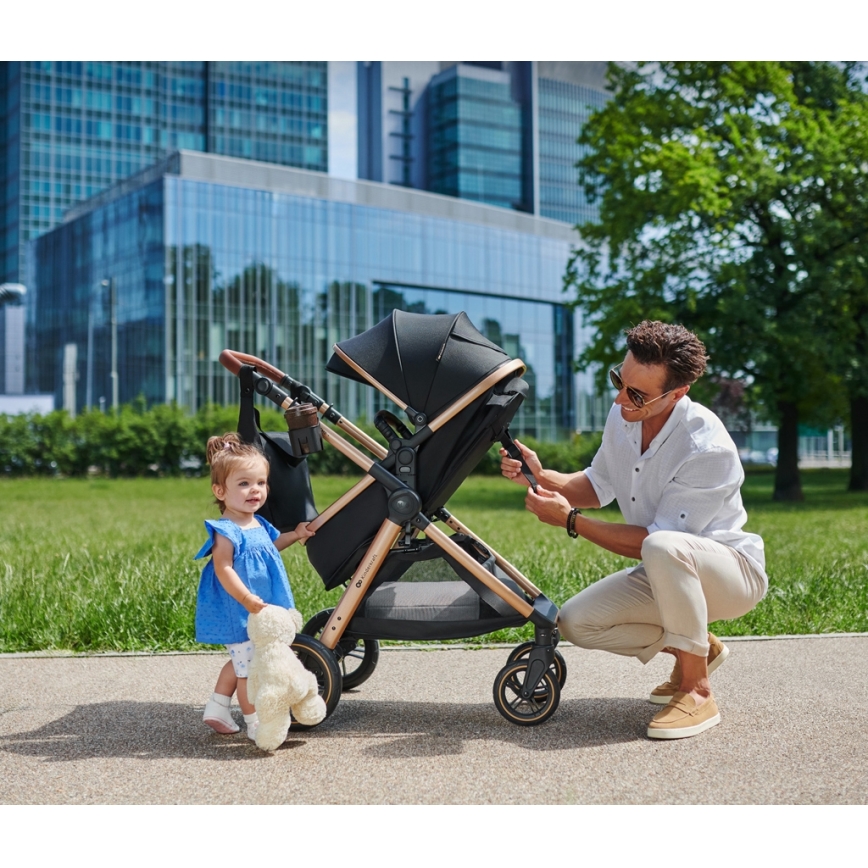 KINDERKRAFT - Wózek wielofunkcyjny 3w1 ESME Pure black + fotelik samochodowy MINK PRO