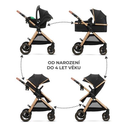 KINDERKRAFT - Wózek wielofunkcyjny 3w1 ESME Pure black + fotelik samochodowy MINK PRO
