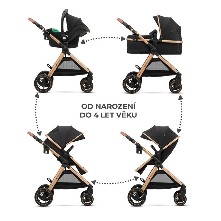 KINDERKRAFT - Wózek wielofunkcyjny 3w1 ESME Pure black + fotelik samochodowy MINK PRO