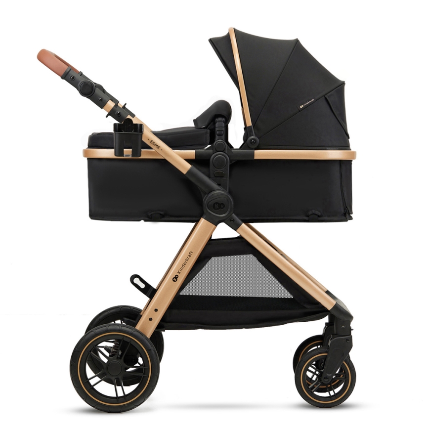 KINDERKRAFT - Wózek wielofunkcyjny 3w1 ESME Pure black + fotelik samochodowy MINK PRO