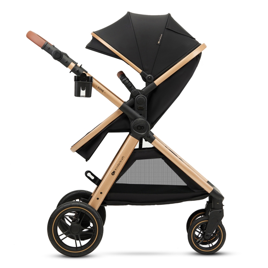 KINDERKRAFT - Wózek wielofunkcyjny 3w1 ESME Pure black + fotelik samochodowy MINK PRO