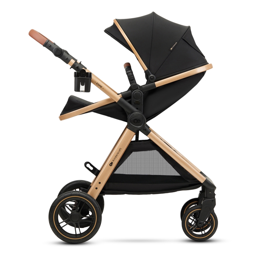 KINDERKRAFT - Wózek wielofunkcyjny 3w1 ESME Pure black + fotelik samochodowy MINK PRO