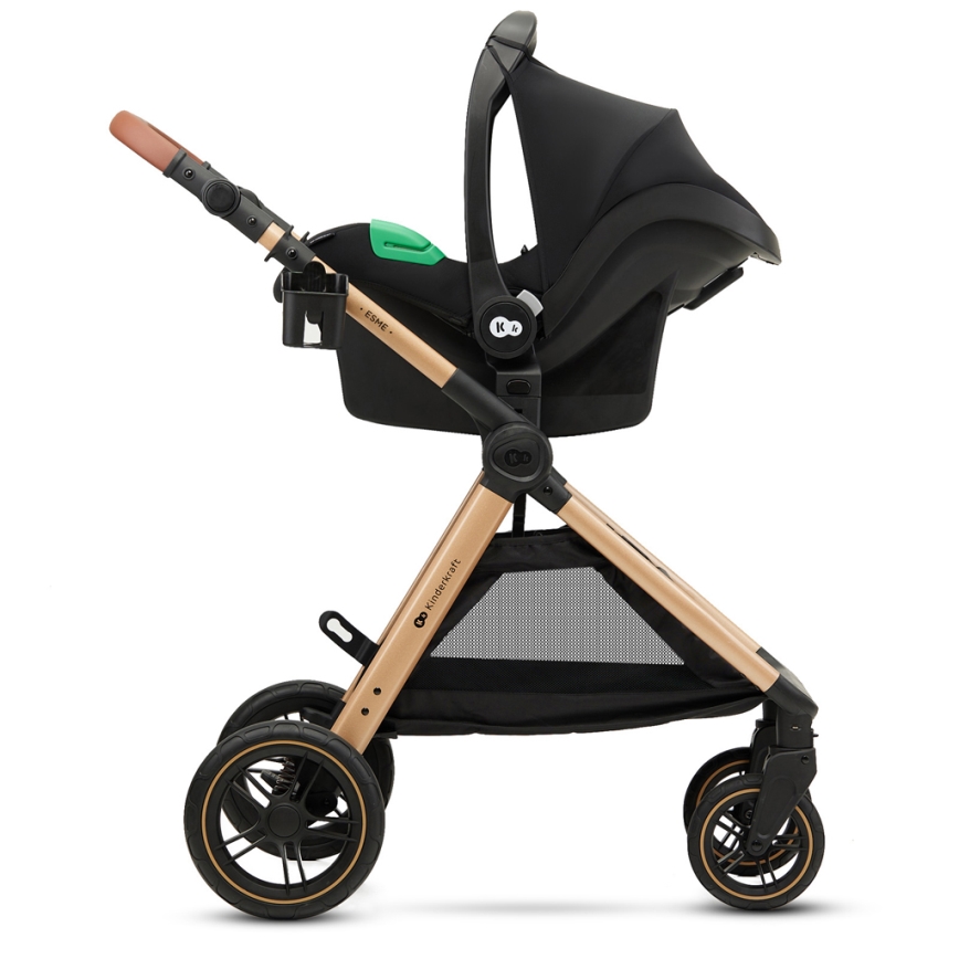 KINDERKRAFT - Wózek wielofunkcyjny 3w1 ESME Pure black + fotelik samochodowy MINK PRO