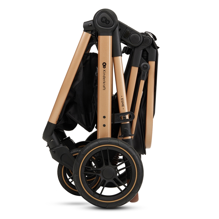 KINDERKRAFT - Wózek wielofunkcyjny 3w1 ESME Pure black + fotelik samochodowy MINK PRO