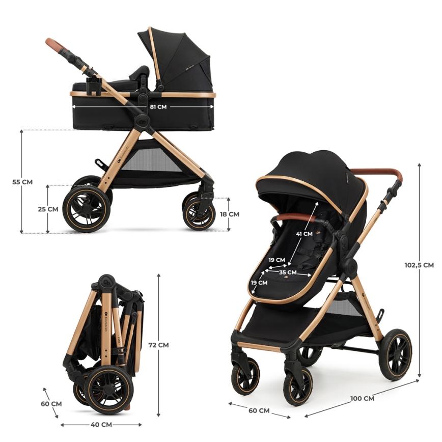 KINDERKRAFT - Wózek wielofunkcyjny 3w1 ESME Pure black + fotelik samochodowy MINK PRO