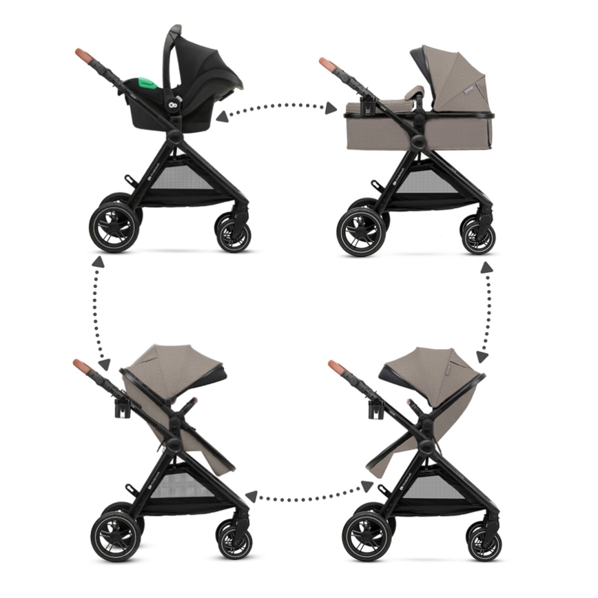 KINDERKRAFT - Wózek wielofunkcyjny 3w1 ESME Sand beige + fotelik samochodowy MINK PRO