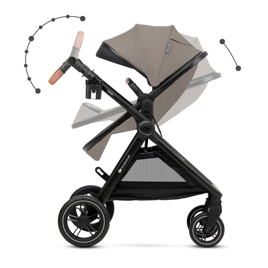 KINDERKRAFT - Wózek wielofunkcyjny 3w1 ESME Sand beige + fotelik samochodowy MINK PRO
