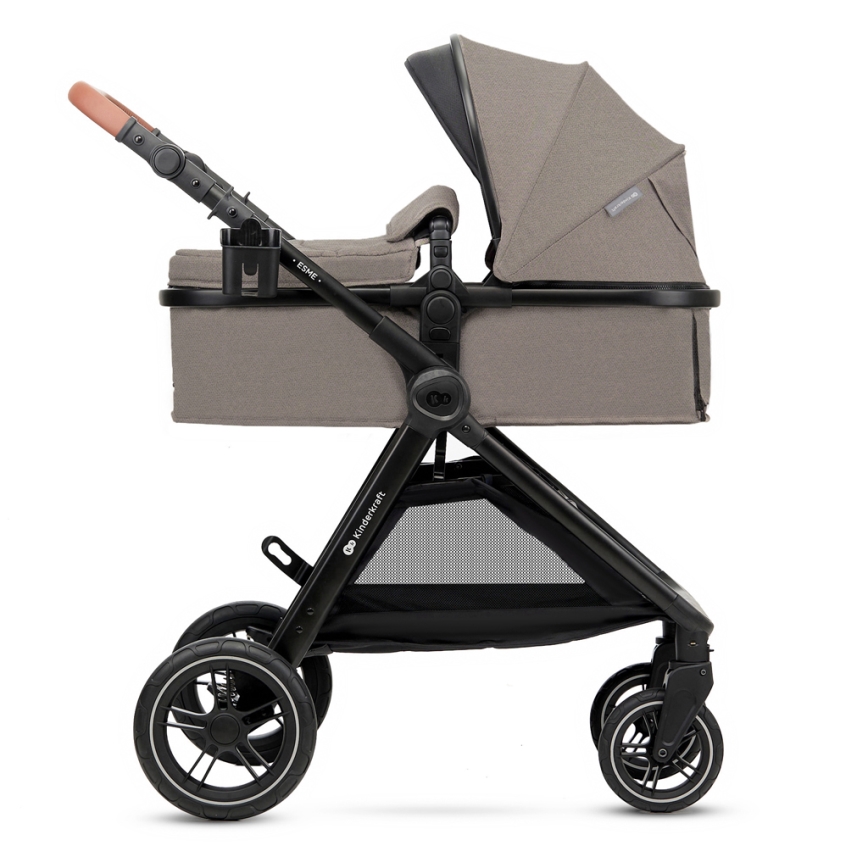 KINDERKRAFT - Wózek wielofunkcyjny 3w1 ESME Sand beige + fotelik samochodowy MINK PRO