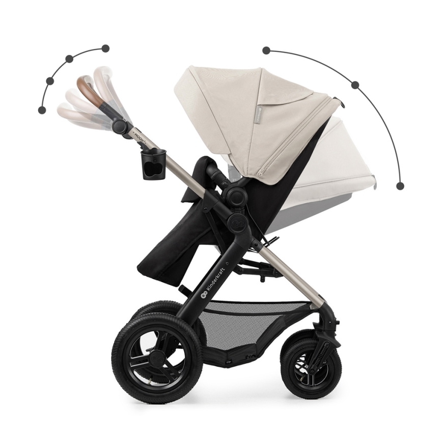 KINDERKRAFT - Wózek wielofunkcyjny 3w1 MOOV 2 AIR Moonlight grey + fotelik samochodowy MINK PRO
