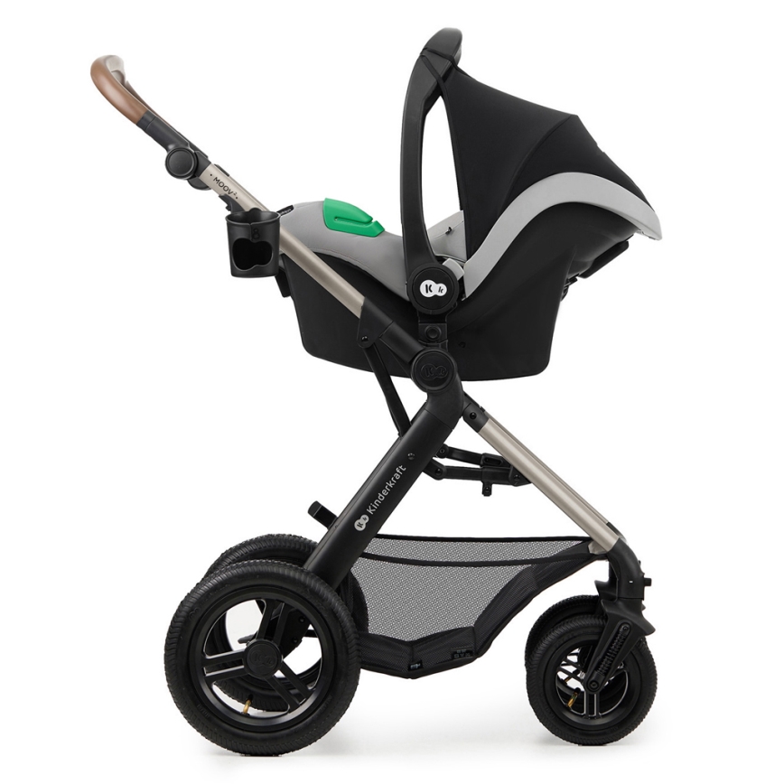 KINDERKRAFT - Wózek wielofunkcyjny 3w1 MOOV 2 AIR Moonlight grey + fotelik samochodowy MINK PRO