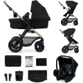 KINDERKRAFT - Wózek wielofunkcyjny 3w1 MOOV 2 AIR Pure black + fotelik samochodowy MINK PRO