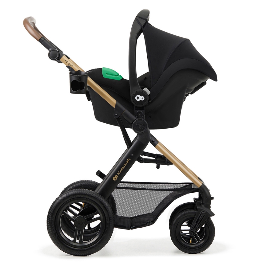 KINDERKRAFT - Wózek wielofunkcyjny 3w1 MOOV 2 AIR Pure black + fotelik samochodowy MINK PRO
