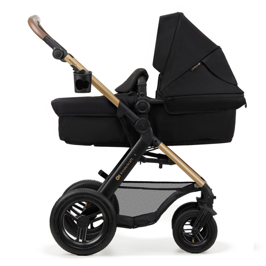 KINDERKRAFT - Wózek wielofunkcyjny 3w1 MOOV 2 AIR Pure black + fotelik samochodowy MINK PRO